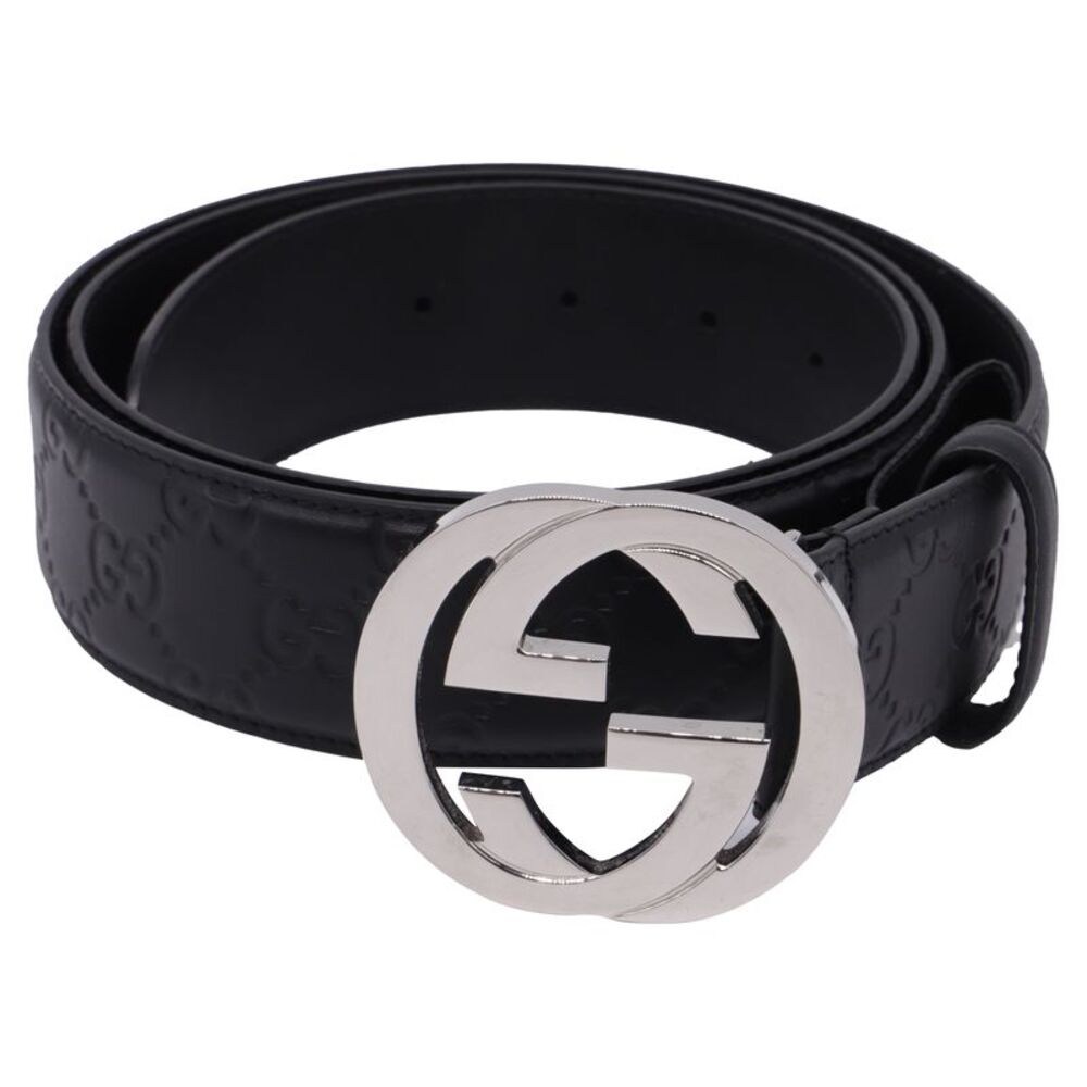 Gucci Interlocking G Guccissima Belt in Black Leather